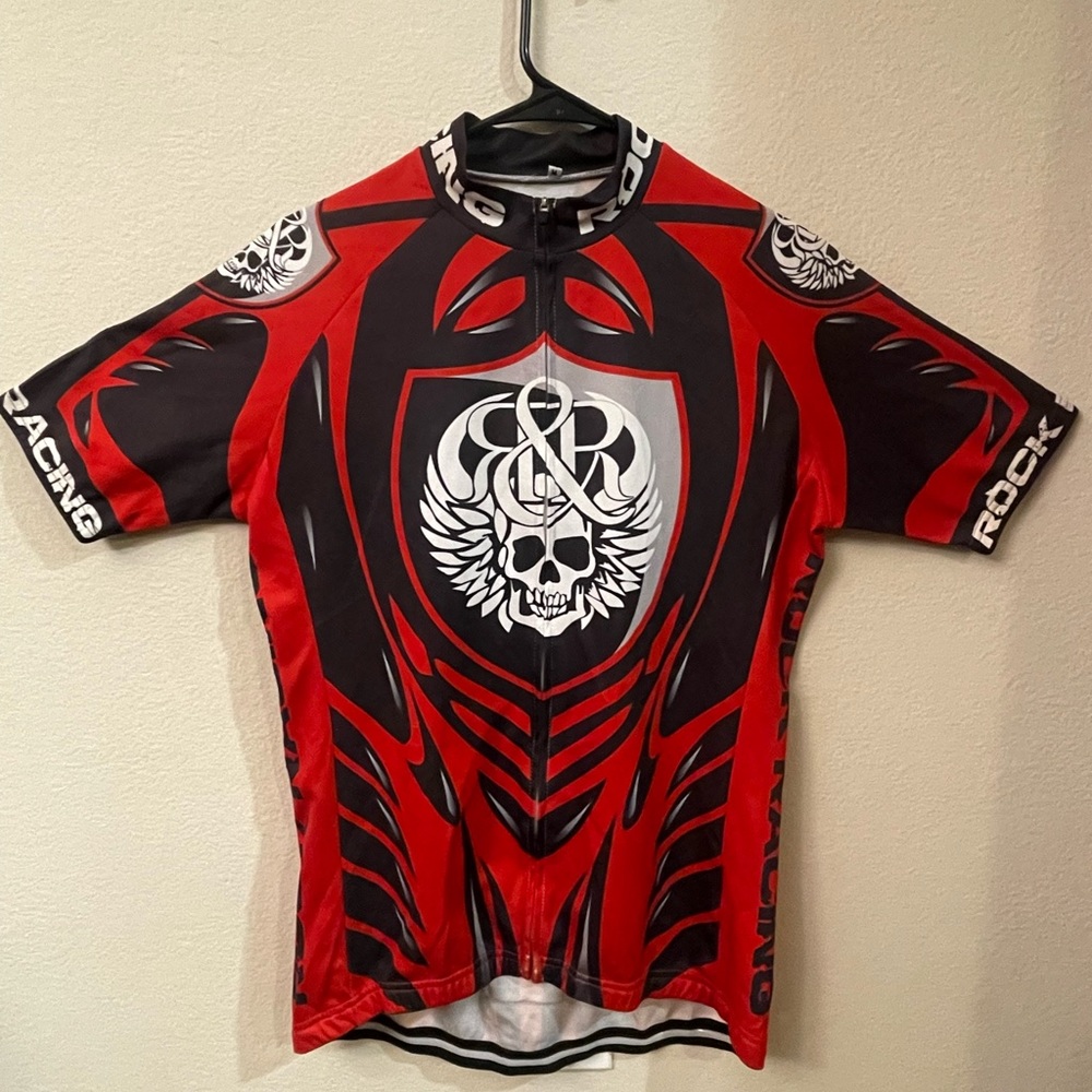 Rock Racing Mens Full Zip Cycling Jersey Medium Red and Black